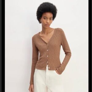 Everlane The Cozy Rib Cardigan Carob Brown size M